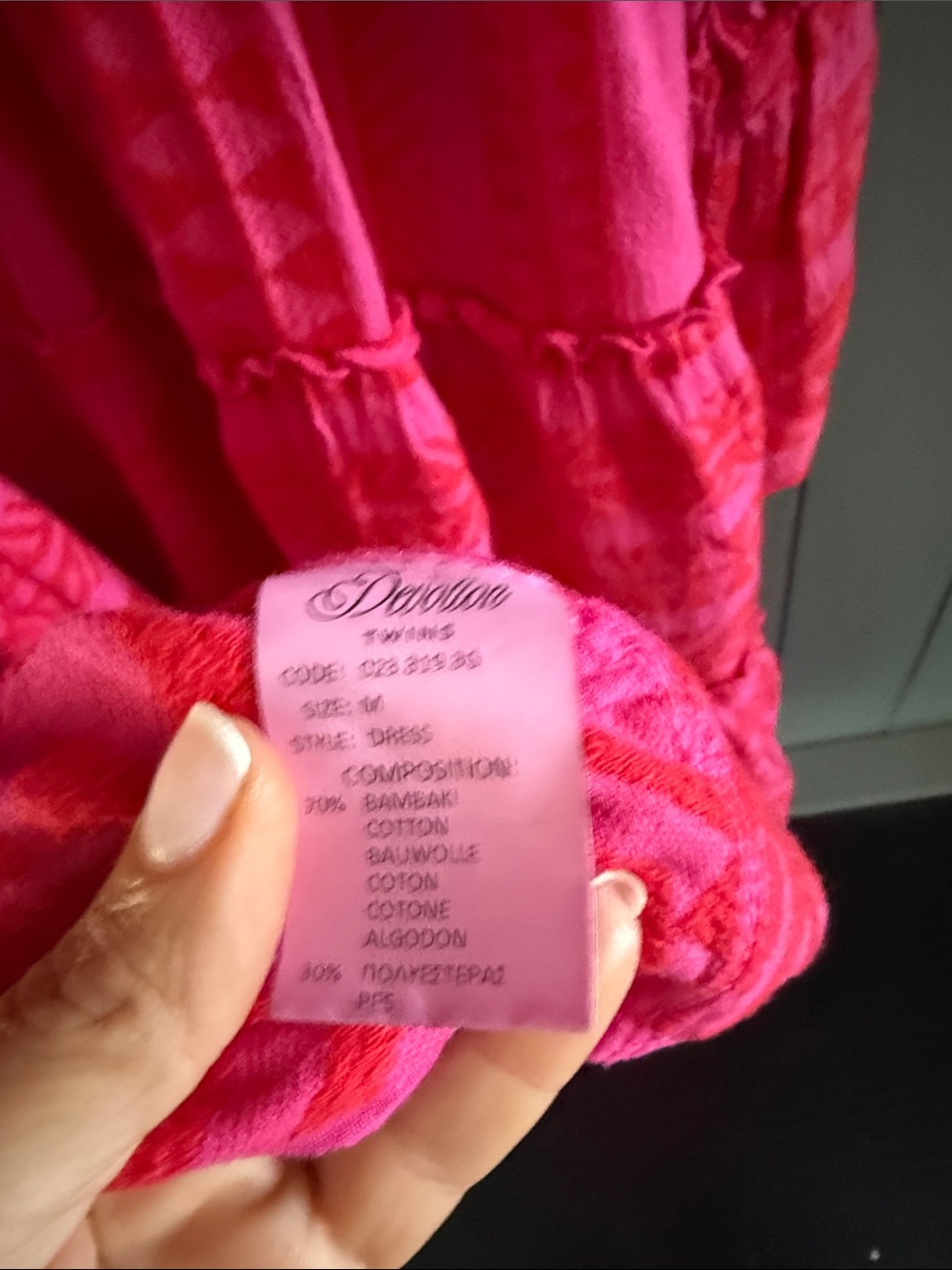 Devotion Twins  Pink Patterned Tiered Tunic Dress - Picture 6 of 6